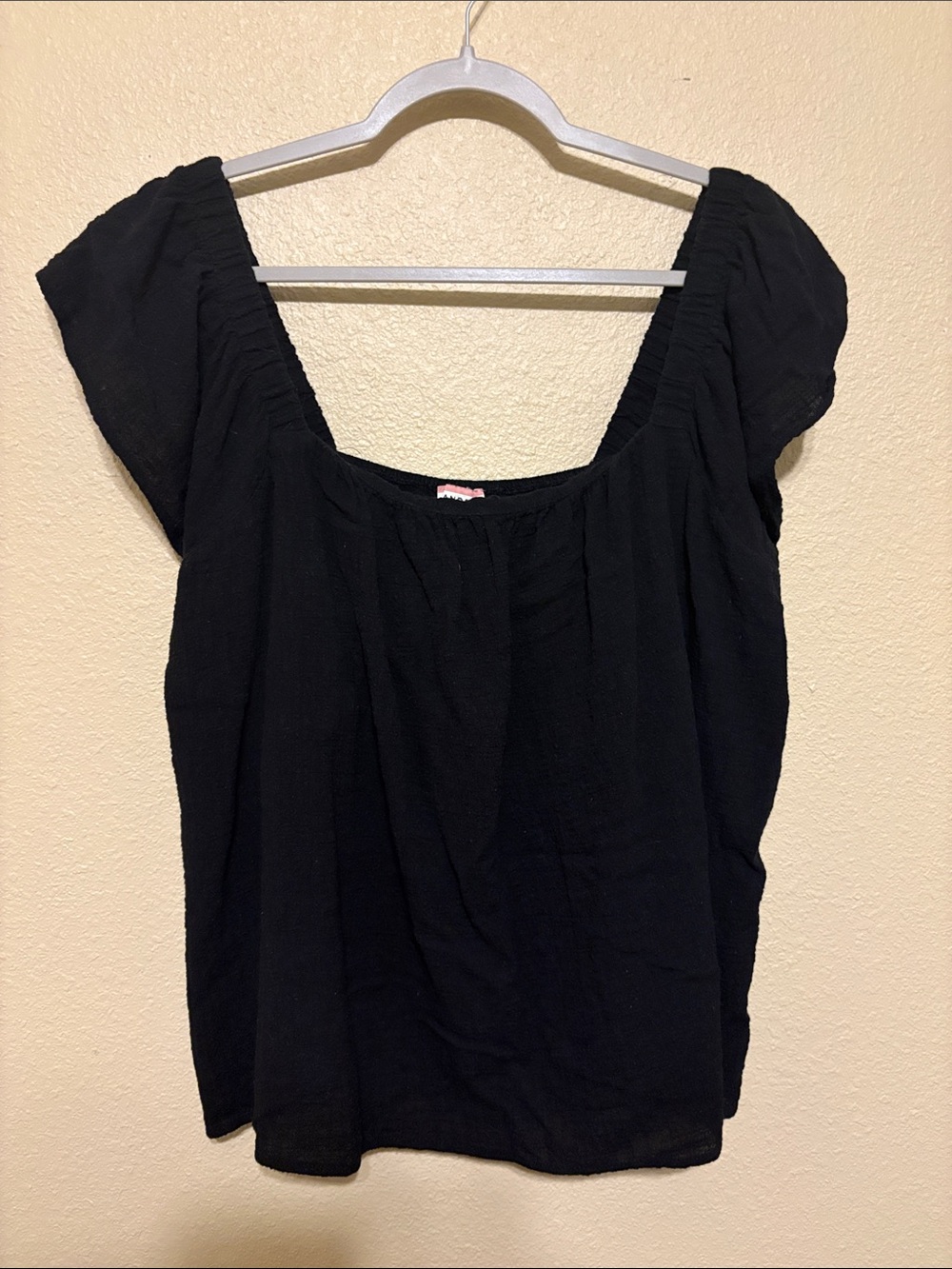 AND Black Square Neck Peasant Blouse